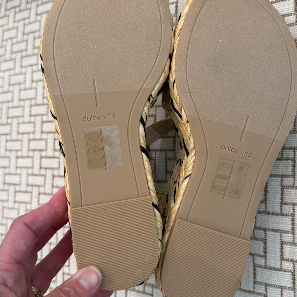 Dolce Vita Natural Straw Platform Wedge Sandals - Picture 4 of 6